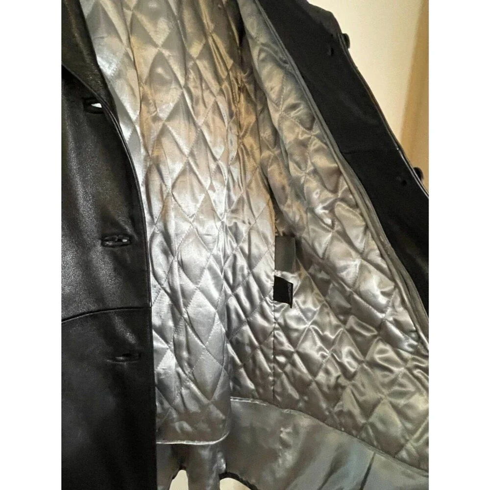 Wilsons Leather Black Genuine Leather Belted Coat Jacket Women’s L Thinsulate